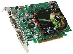 01G-P3-N959-TR EVGA GeForce 9500 GT 1GB 128-Bit DDR2 PCI Express 2.0 x16 Dual DVI/ HDTV/ S-Video Out/ HDCP Ready/ SLI Supported Video Graphics Card