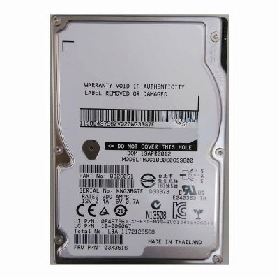 03X3616 Lenovo 600GB 10000RPM 6Gb/s SAS 64MB Cache 2.5-inch Internal Hard Drive for ThinkServer RD640 and RD530