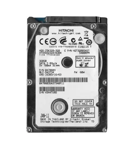 0A78603 Hitachi Travelstar Z5K320 Series 320GB 5400RPM SATA 3Gb/s 8MB Cache (512) 2.5-inch Hard Drive