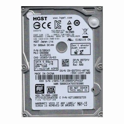 0J30643 Hitachi 1TB 7.2K RPM 6Gb/s SATA 512e 32MB Cache 2.5-inch Hard Disk Drive