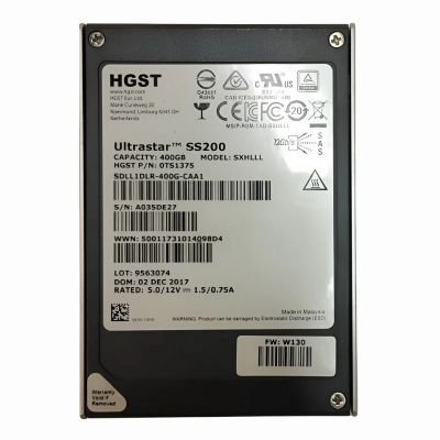 0TS1375 HGST Ultrastar DC SS200 Series 400GB Multi-Level Cell SAS 12Gb/s 512e Mixed Use (SE) 2.5-Inch Solid State Drive