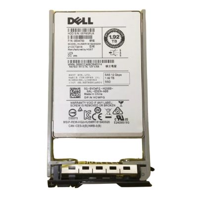 0VCWFG Dell 1.92TB SAS 12Gb/s Hot-Pluggable Read Intensive 2.5-Inch Solid State Drive with 3.5-Inch Hybrid Carrier for PowerEdge and PowerVault Servers