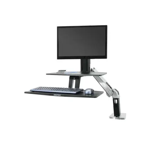 24-391-026 Ergotron WorkFit-A, Single HD Workstation with Suspended Keyboard for Heavy Display (10ΓÇô20 lbs monitor) - Polished Aluminum