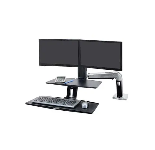 24-392-026 Ergotron WorkFit-A, Dual Workstation with Suspended Keyboard Sit-Stand Desk Arm - Polished Aluminum