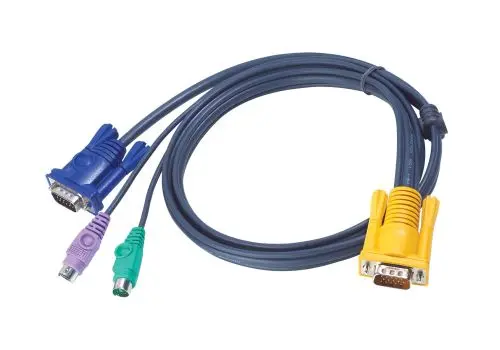 2L-5202P Aten 1.8-Meter 1 x Jack SPHD-15 Male To 1 x Jack VGA Male + 2 x Jacks PS/2 Male KVM Cable