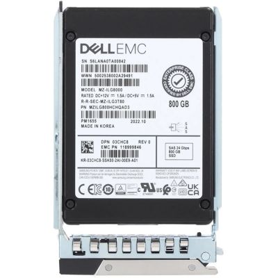 3CHC8 Dell 800GB 24Gb/s SAS Mixed Use 3DWPD 2.5-Inch Solid State Drive