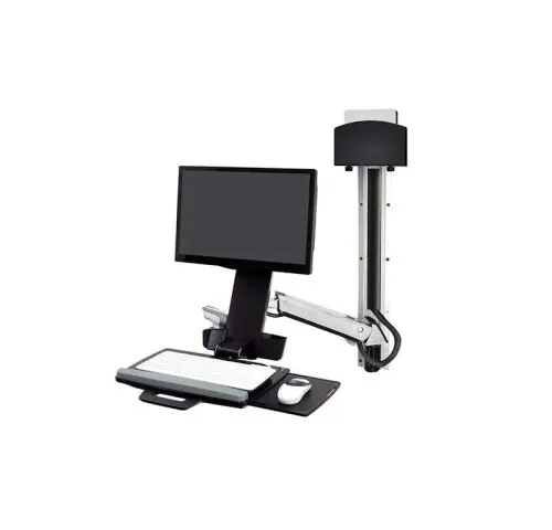 45-273-026 Ergotron StyleView Sit-Stand Combo System, Small CPU Holder (aluminum) Keyboard & Monitor Mount Workstation