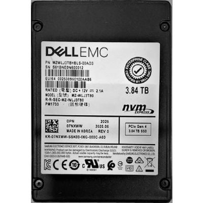 7NXWW Dell 3.84TB PCI Express NVMe 4.0 x4 2.5-Inch Solid State Drive