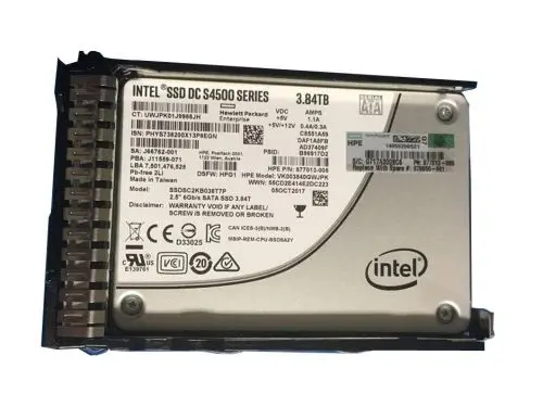 877013-005 HP 3.84TB SATA 6Gb/s Hot-Pluggable Read Intensive 2.5-Inch Digitally Signed Solid State Drive for ProLiant G9 Server