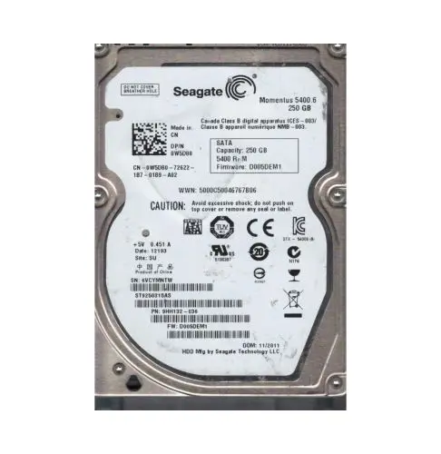 9HH132-036 Seagate Momentus 5400.6 Series 250GB 5400RPM SATA 3Gb/s 8MB Cache (512) 2.5-Inch Hard Drive