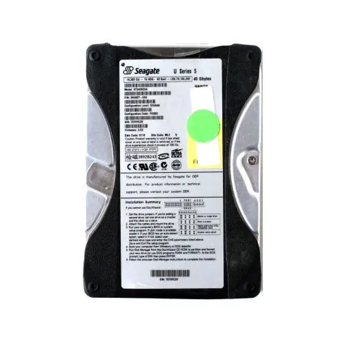 9R4007-504 Seagate U5 Series 40GB 5400RPM IDE Ultra ATA/100 (ATA-6) 512KB Cache (CE) 3.5-Inch Hard Drive