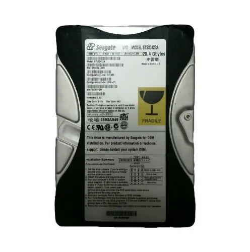 9R5004-003 Seagate U10 Series 20GB 5400RPM IDE Ultra ATA/66 (ATA-5) 512KB Cache (CE) 3.5-Inch Hard Drive