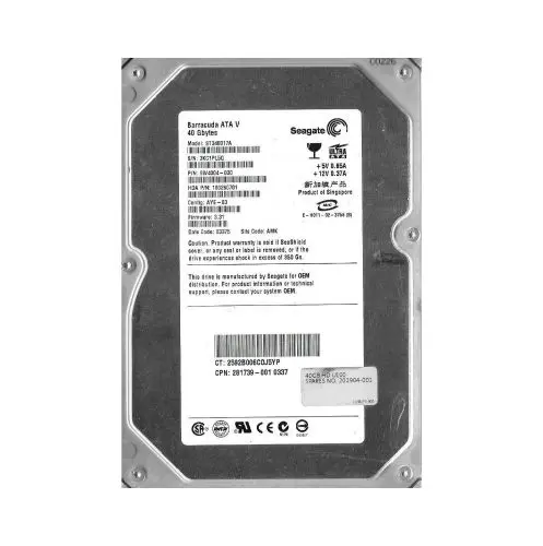 9W4004-030 Seagate Barracuda ATA-V 40GB 7200RPM IDE Ultra ATA/100 (ATA-6) 2MB Cache 3.5-Inch Hard Drive