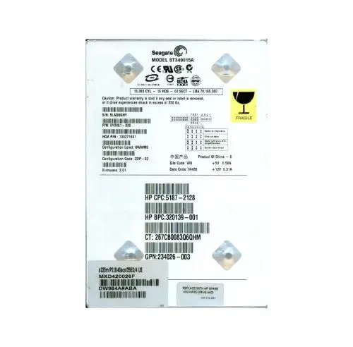 9Y3001-030 Seagate Barracuda 5400.1 Series 40GB 5400RPM IDE Ultra ATA/100 (ATA-6) 2MB Cache (CE) 3.5-Inch Hard Drive