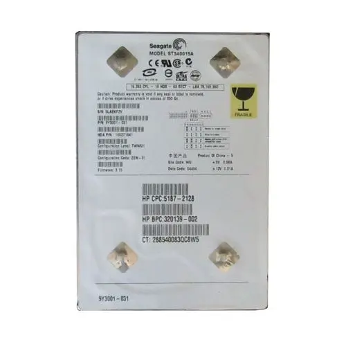 9Y3001-031 Seagate Barracuda 5400.1 Series 40GB 5400RPM IDE Ultra ATA/100 (ATA-6) 2MB Cache (CE) 3.5-Inch Hard Drive