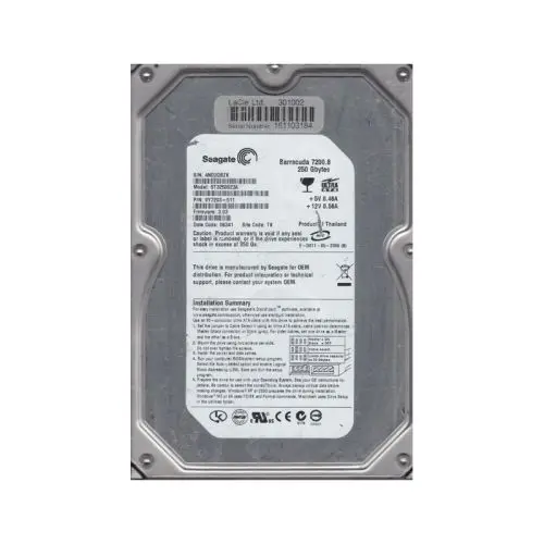 9Y7283-511 Seagate Barracuda 7200.8 Series 250GB 7200RPM IDE Ultra ATA/100 (ATA-6) 8MB Cache (CE) 3.5-Inch Hard Drive