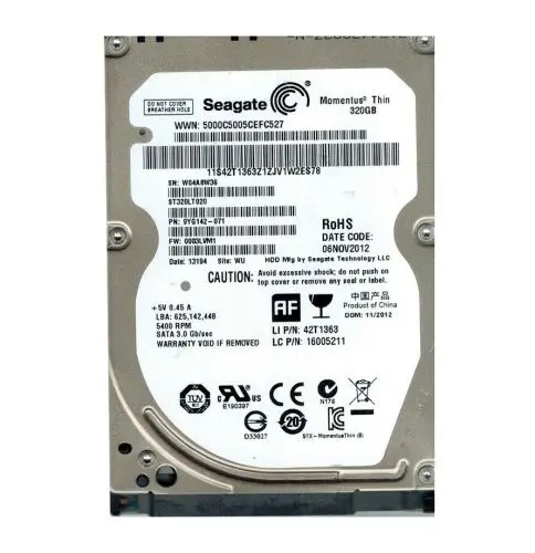 9YG142-071 Seagate Momentus Thin 320GB 5400RPM SATA 3Gb/s 16MB Cache 2.5-inch Hard Drive
