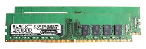 BD16GX22400MQE28 Black Diamond 32GB Kit (2x16GB) DDR4-2400MHz PC4-19200 ECC Unbuffered UDIMM CL17 2Rx8 1.2V 288-Pin Memory Module