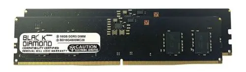 BD16GX24800MC28 Black Diamond 32GB Kit (2x16GB) DDR5-4800MHz PC5-38400 Non-ECC Unbuffered UDIMM CL40 1Rx8 1.1V 288-Pin Memory Module