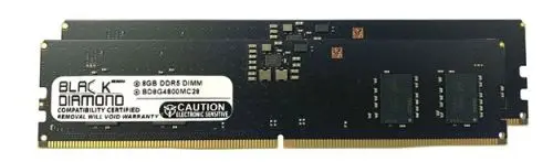 BD8GX24800MC28 Black Diamond 16GB Kit (2x8GB) DDR5-4800MHz PC5-38400 Non-ECC Unbuffered UDIMM CL40 1Rx16 1.1V 288-Pin Memory Module