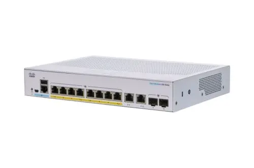 CBS250-8PP-E-2G Cisco Business 250 Series 8 x Ports PoE+ 1000Base-T + 2 x Ports Combo SFP 1U Rack-mountable Layer 3 Managed Smart Network Switch