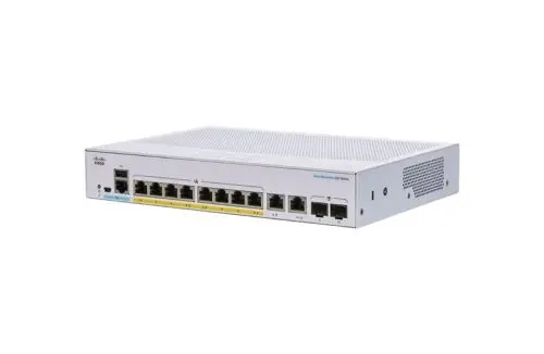 CBS250-8PP-E-2G-NA Cisco Business 250 Series 8 x Ports PoE+ 1000Base-T + 2 x Ports Combo SFP 1U Rack-mountable Layer 3 Managed Smart Network Switch