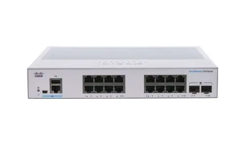 CBS350-16T-2G Cisco Business 350 Series 16 x Ports 1000Base-T + 2 x Ports SFP Rack-mountable Layer 3 Managed Gigabit Ethernet Network Switch