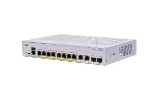 CBS350-8P-2G Cisco Business 350 Series 8 x Ports PoE+ 1000Base-T + 2 x Ports Combo SFP 1U Rack-mountable Layer 3 Managed Gigabit Ethernet Network Switch
