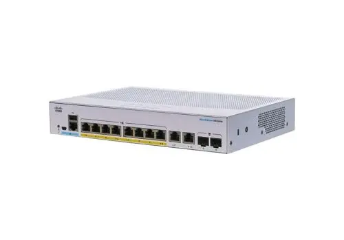 CBS350-8P-E-2G-NA Cisco Business 350 Series 8 x RJ-45 Ports PoE+ 10/100/1000Base-T 2 x Combo SFP Ports Layer 3 Managed Rack-mountable Gigabit Ethernet Network Switch