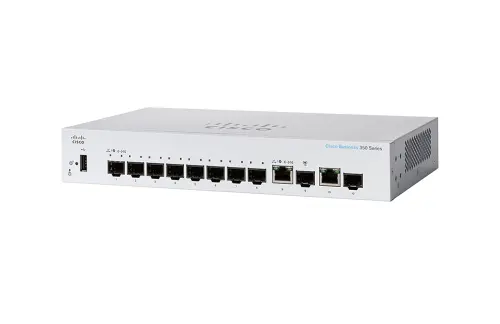 CBS350-8S-E-2G Cisco Business 350 10 x SFP Ports PoE+ 1000Base-X 2 x RJ-45 Ports Layer 2 Managed Rack-mountable Gigabit Ethernet Network Switch