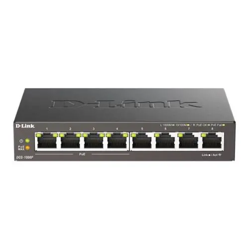 DGS-1008P/B D-Link 8-Port 4 4 x 10/ 100/ 1000Base-T Power Over Ethernet Switch