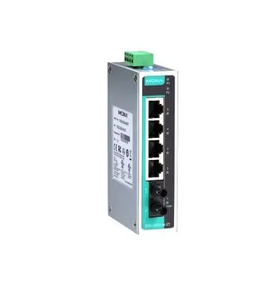 EDS-205A-M-ST-T Moxa Unmanaged  with 4 10/100Base T(X) ports, and 1 100BaseFX multi-mode port with ST connector , -40- 75℃ Ethernet switch 