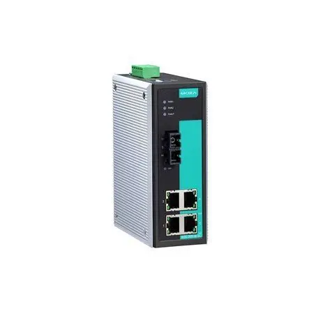 EDS-305-M-SC Moxa Industrial Unmanaged with 4 10/100BaseT(X) ports, 1 multi mode 100BaseFX port, SC connector, 0 to 60°C Ethernet Switch 
