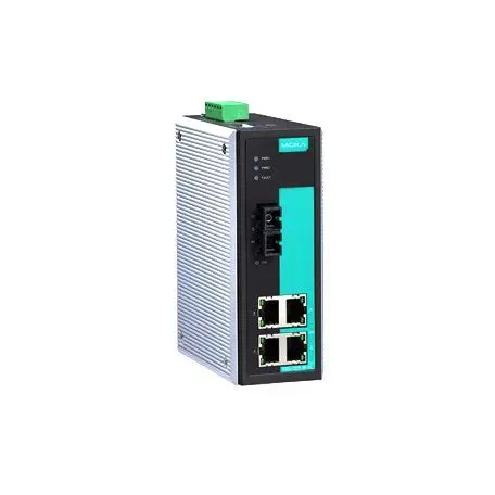 EDS-305-S-SC-T Moxa Industrial Unmanaged with 4 10/100BaseT(X) ports, 1 single mode 100BaseFX port, SC connector, -40 to 75°C Ethernet Switch 