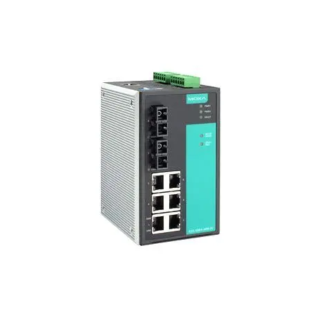 EDS-508A-MM-ST Moxa Managed with 6 10/100BaseT(X) ports, and 2 100BaseFX multi-mode ports with ST connectors, -10 to 60°C operating temperature Ethernet switch