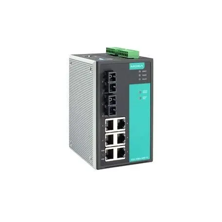 EDS-508A-MM-ST-T Moxa Managed with 6 10/100BaseT(X) ports, and 2 100BaseFX multi-mode ports with ST connectors, -40 to 75°C operating temperature Ethernet switch 
