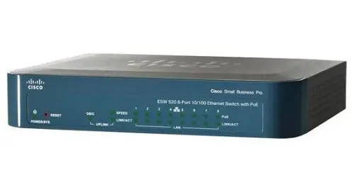 ESW-520-8P-K9 Cisco Small Business Pro ESW 500 Series 8-Port 8 x 10/100Base-TX + 1 x SFP Layer 2 Managed Fast Ethernet Network Switch