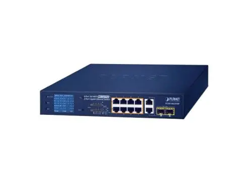 FGSD-1022VHP Planet 8 x Ports PoE+ 10/100Base-TX + 2 x Ports 1GbE RJ-45 Combo + 2 x Ports SFP+ Combo Desktop Network Switch