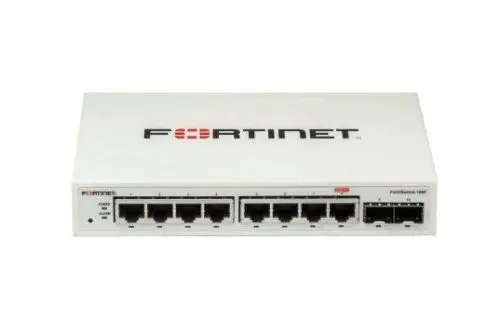 FS-108F Fortinet FortiSwitch 100 Series 108F 8 x RJ-45 Ports PoE+ 1000Base-T + 2 x Gigabit SFP Ports Layer 2 Managed 1U Rack-mountable Gigabit Ethernet Network Switch