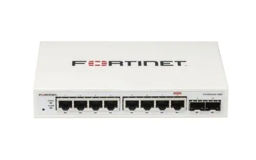 FS-108F-POE Fortinet FortiSwitch 100 Series 108F-PoE 8 x RJ-45 Ports PoE+ 1000Base-T + 2 x Gigabit SFP Ports Layer 2 Managed 1U Rack-mountable Gigabit Ethernet Network Switch