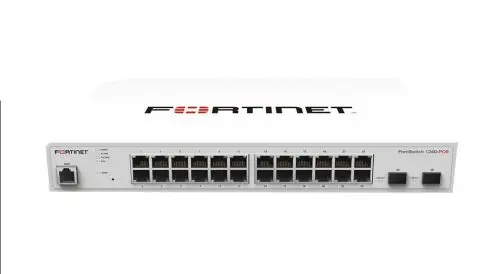 FS-124D-POE-BDL-247-36 Fortinet FortiNetwork Switch 24 x Ports 100Base-T + 12 x Ports PoE + 2 x SFP 1U L2 Managed Ethernet Network Switch