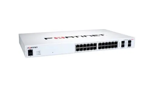 FS-124F-FPOE Fortinet FortiSwitch 100 Series 124F-FPoE 24 x RJ-45 Ports PoE+ 1000Base-T + 4 x SFP+ Ports Layer 2 Managed 1U Rack-mountable Gigabit Ethernet Network Switch