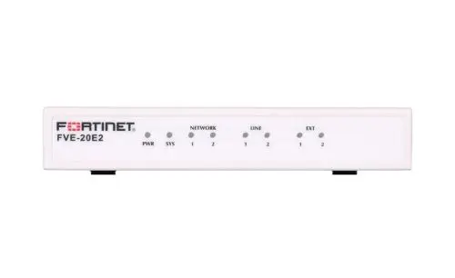 FVE-20E2-BDL-311-36 Fortinet FVE-20E2 + 2 x 10/100 ports + 2 x FXO 1000Base-T 8GB storage 20 Extensions, 4 VoIP trunks Gateway