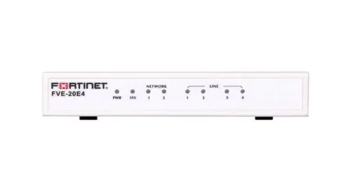 FVE-20E4-BDL-247-60 Fortinet FortiVoice-20E4 2x 10/100 ports, 4x FXO, 8 GB storage, 20 endpoints, 4 VoIP trunks Phone Systems
