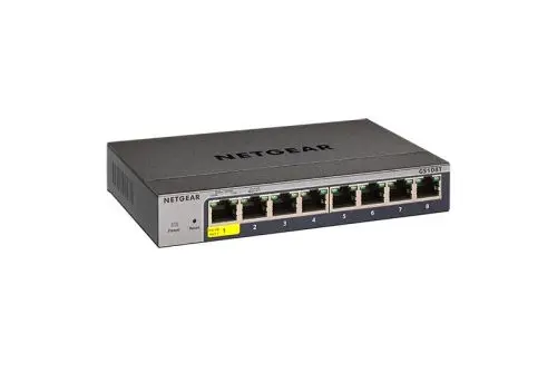 GS108Tv3 Netgear 1 x Ports PoE+ 10/100/1000Base-T + 7 x Ports 1000Base-T Layer 3 Managed Desktop Gigabit Ethernet Network Switch