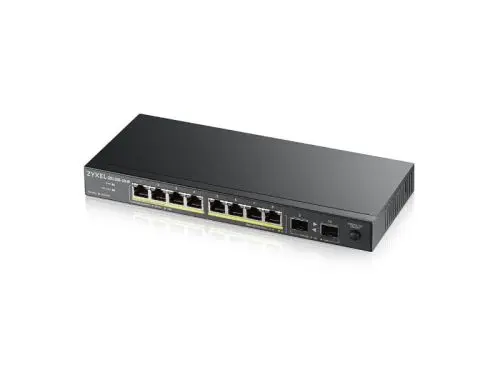 GS1100-10HP ZyXEL 8 x Ports PoE+ 10/100/1000Base-T + 2 x SFP Ports Layer 2 Unmanaged 1U Rack-mountable Gigabit Ethernet Network Switch