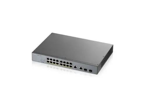 GS1350-18HP ZyXEL 16 x Ports PoE 10/100/1000Base-T + 2 x SFP Ports Layer 2 Managed 1U Rack-mountable Gigabit Ethernet Network Switch