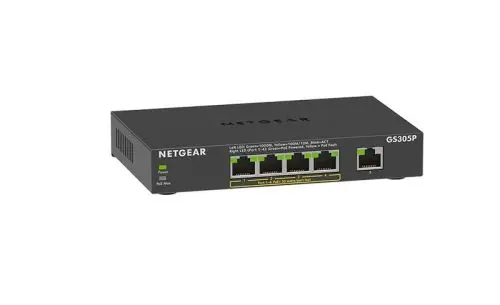 GS305Pv2 Netgear 300 Series GS305P 4 x Ports PoE+ 10/100/1000Base-T + 1 x Port 1000Base-T Unmanaged Gigabit Ethernet Network Switch