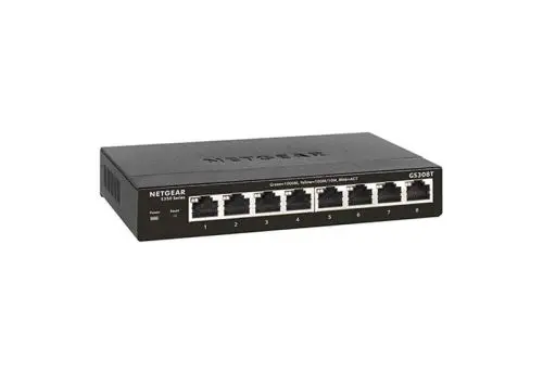 GS308T Netgear S350 Series 8 x RJ-45 Ports 10/100/1000Base-T Unmanaged Gigabit Ethernet Network Switch