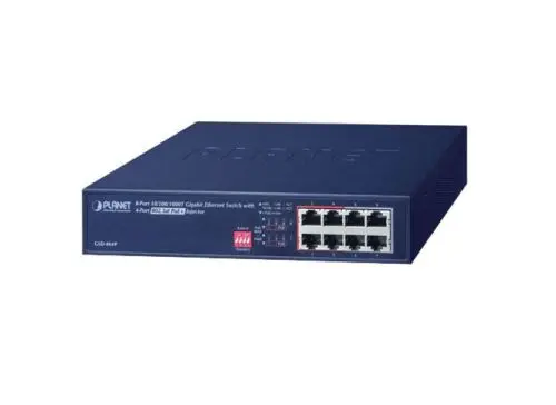 GSD-804P Planet 4 x Ports PoE+ 10/100/1000Base-T + 4 x Ports 1GbE RJ-45 1U Rack-Mountable Gigabit Ethernet Network Switch
